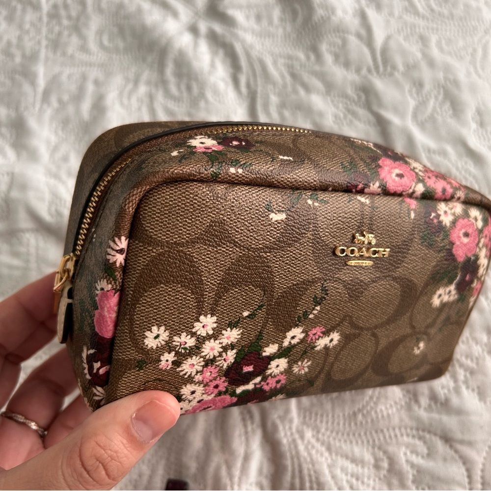 coach floral makeup bag
